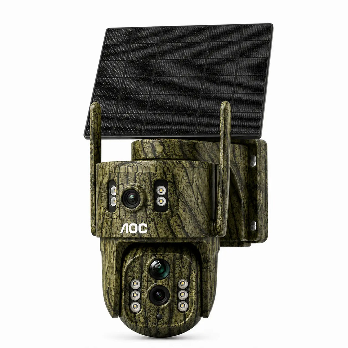 AOC 4G LTE Solar Outdoor Security Camera - Dual-Lens, AI Tracking, Color Night Vision, 2-Way Audio, No Wifi Needed, 7-Day Free Trial