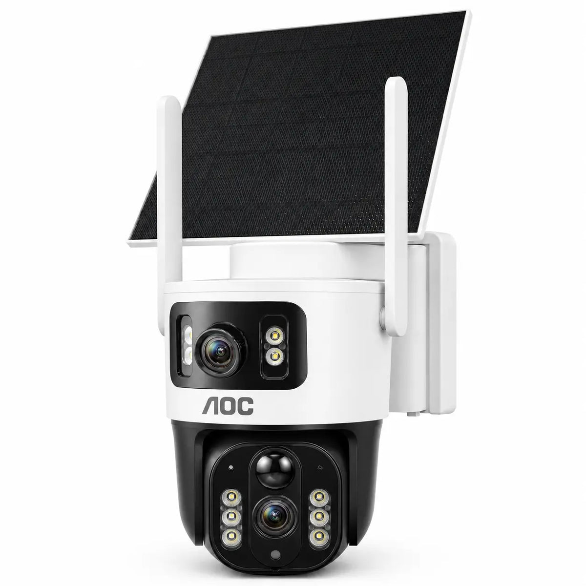 AOC 4G LTE Solar Outdoor Security Camera - Dual-Lens, AI Tracking, Color Night Vision, 2-Way Audio, No Wifi Needed, 7-Day Free Trial
